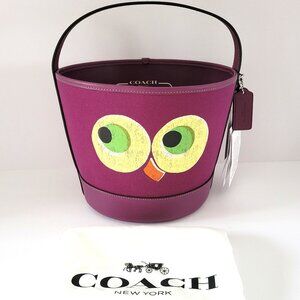 Coach CCE03 Trick Or Treat Owl Halloween Bucket 2025 Plum Regenerative Dust Bag